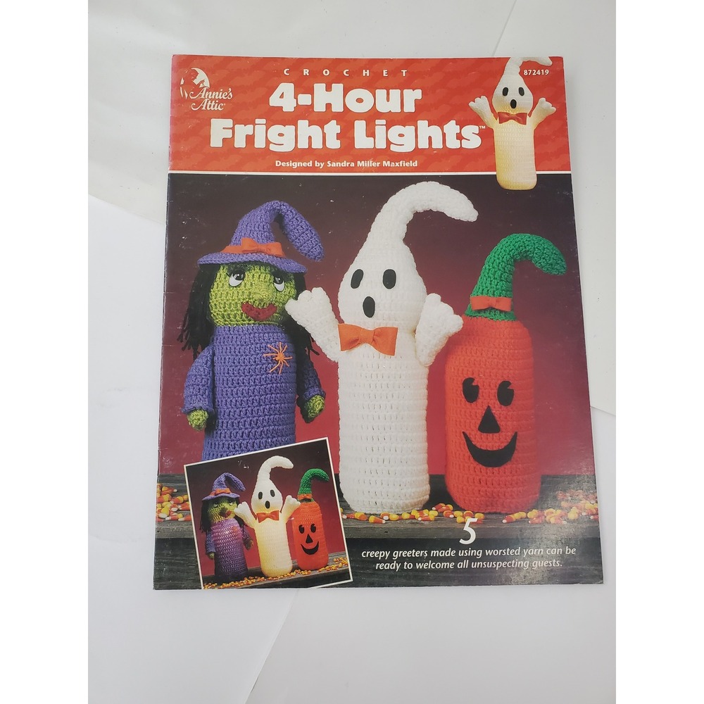 Annies Attic Crochet 4-Hour Fright Lights Pattern Book Halloween 872419 Vintage